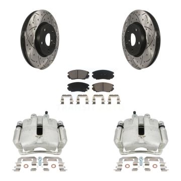 Front Brake Caliper Drilled Slot Rotor Ceramic Pad Kit For Chevrolet Equinox GMC Terrain KCD-100165C