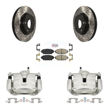 Front Brake Coated Caliper Drill Slot Rotor Ceramic Pad Kit For 2016-2018 Mazda CX-3 AWD KCD-100166N