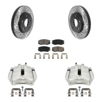 Front Brake Caliper Drill Slotted Rotor Ceramic Pad Kit For Chevrolet Malibu Buick Regal KCD-100167C