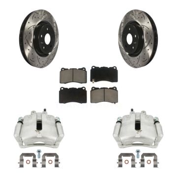 Front Brake Coat Caliper Drill Slot Rotor Ceramic Pad Kit For 2012-2013 Buick Regal 2.4L KCD-100168C