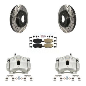 Front Brake Caliper Drill Slot Rotors Ceramic Pad Kit For 2011-2012 Hyundai Elantra 1.8L KCD-100168N