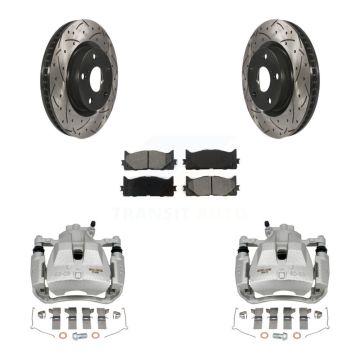 Front Brake Caliper Drill Slot Rotors Semi-Metallic Pad Kit For Toyota Camry Lexus ES350 KCD-100169S