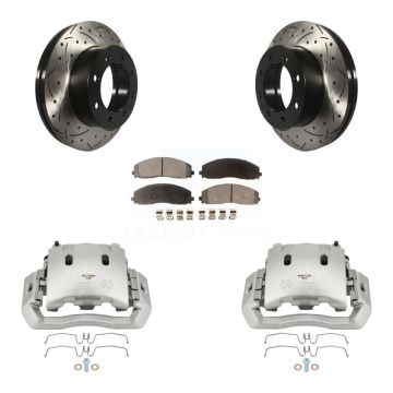 Front Brake Caliper Drill Slotted Rotors Semi-Metallic Pad Kit For Ford F-450 Super Duty KCD-100172P