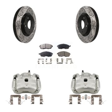 Front Brake Caliper Drill Slotted Rotor Ceramic Pad Kit For Nissan Sentra SE-R with 2.5L KCD-100174T