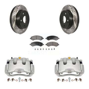 Front Brake Caliper Drill Slotted Rotor Semi-Metallic Pad Kit For Ram 1500 Classic Dodge KCD-100178P