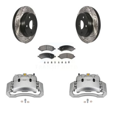 Front Brake Coated Caliper Drill Slotted Rotors Semi-Metallic Pad Kit For Dodge Ram 1500 KCD-100180P