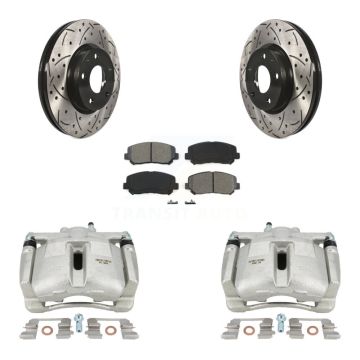 Front Brake Coat Caliper Drill Slot Rotor Semi-Metallic Pad Kit For 2013-2015 Mazda CX-5 KCD-100181S