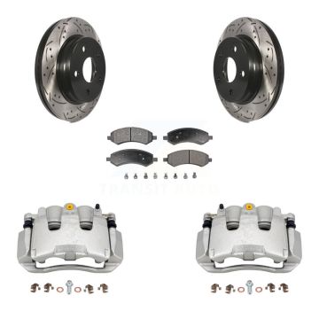 Front Brake Coat Caliper Drill Slot Rotor Semi-Metallic Pad Kit For Chrysler Aspen Dodge KCD-100182P