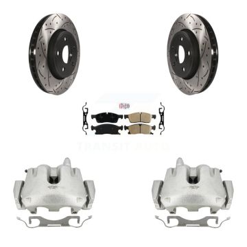 Front Brake Coat Caliper Drill Slot Rotors Ceramic Pad Kit For Jeep Grand Cherokee Dodge KCD-100184N