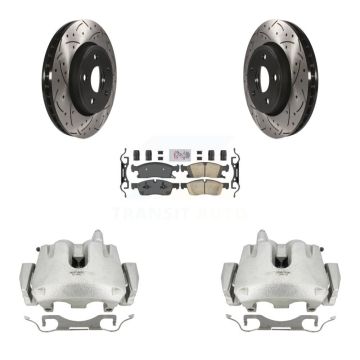 Front Brake Coat Caliper Drill Slot Rotors Ceramic Pad Kit For Jeep Grand Cherokee Dodge KCD-100185N