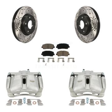 Front Brake Coated Caliper Drill Slotted Rotors Ceramic Pad Kit For 2013-2015 Mazda CX-5 KCD-100186C