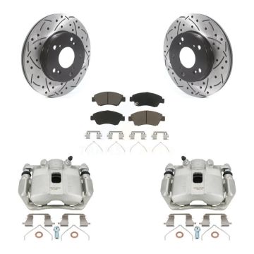 Front Brake Coated Caliper Drill Slotted Rotors Ceramic Pad Kit For 2011-2015 Honda CR-Z KCD-100187C
