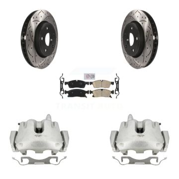Front Brake Coat Caliper Drill Slot Rotors Ceramic Pad Kit For Jeep Grand Cherokee Dodge KCD-100188N