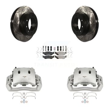 Front Brake Caliper Drill Slotted Rotors Semi-Metallic Pad Kit For Ford F-450 Super Duty KCD-100190N