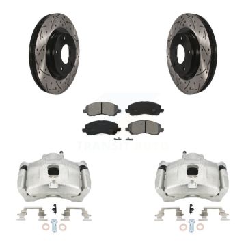 Front Brake Caliper Drill Slotted Rotor Semi-Metallic Pad Kit For Jeep Patriot Dodge 200 KCD-100190S