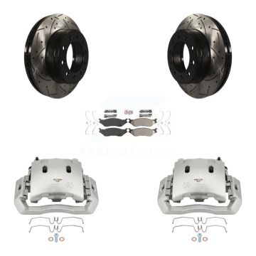 Front Brake Caliper Drill Slotted Rotors Semi-Metallic Pad Kit For Ford F-450 Super Duty KCD-100191N