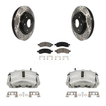 Front Brake Caliper Drill Slot Rotor Ceramic Pad Kit For GMC Acadia Buick Enclave Saturn KCD-100192C