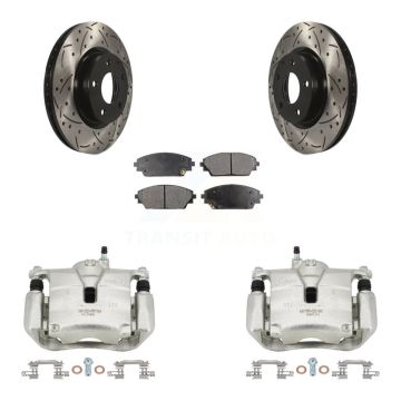 Front Brake Caliper Drill Slot Rotors Semi-Metallic Pad Kit For 2016-2018 Mazda CX-3 AWD KCD-100192P