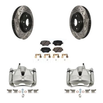 Front Brake Caliper Drill Slot Rotor Ceramic Pad Kit For Lexus IS250 Base with Sedan RWD KCD-100192T
