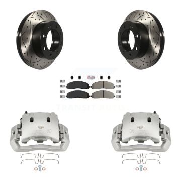 Front Brake Caliper Drill Slotted Rotors Semi-Metallic Pad Kit For Ford F-450 Super Duty KCD-100193N