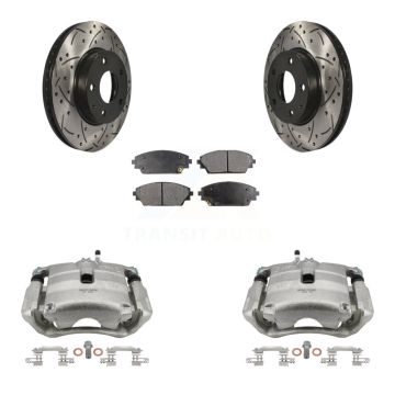 Front Brake Caliper Drill Slot Rotors Semi-Metallic Pad Kit For 2016-2018 Mazda CX-3 FWD KCD-100194P