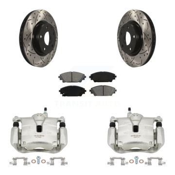 Front Brake Coated Caliper Drill Slot Rotor Semi-Metallic Pad Kit For Mazda 3 CX-3 Sport KCD-100195S