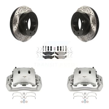 Front Brake Caliper Drill Slotted Rotors Semi-Metallic Pad Kit For Ford F-450 Super Duty KCD-100196N