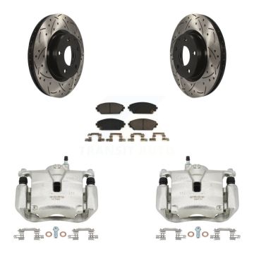 Front Brake Coated Caliper Drill Slot Rotor Ceramic Pad Kit For 2016-2018 Mazda CX-3 AWD KCD-100196T