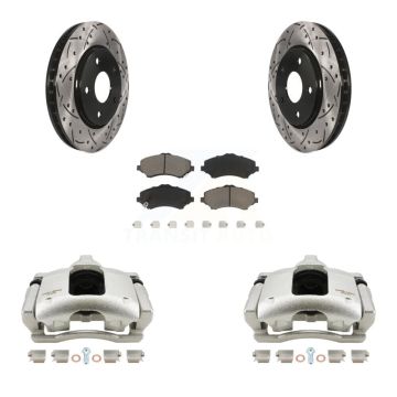 Front Brake Coated Caliper Drill Slot Rotors Ceramic Pad Kit For 2009-2011 Dodge Journey KCD-100197C