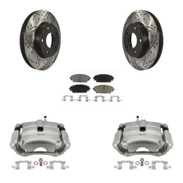 Front Disc Brake Coated Caliper Drill Slot Rotors Ceramic Pad Kit For Mazda 3 CX-3 Sport KCD-100198C