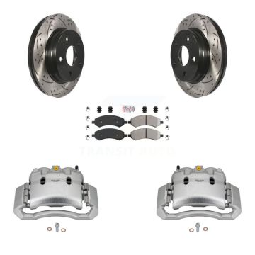 Front Brake Coated Caliper Drill Slotted Rotors Semi-Metallic Pad Kit For Dodge Ram 1500 KCD-100198N