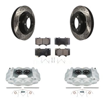 Front Brake Coat Caliper Drill Slot Rotor Semi-Metallic Pad Kit For Toyota 4Runner Lexus KCD-100198P