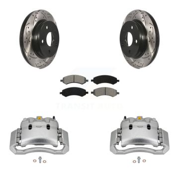 Front Brake Coated Caliper Drill Slotted Rotors Semi-Metallic Pad Kit For Dodge Ram 1500 KCD-100198S