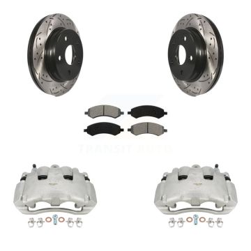 Front Brake Coated Caliper Drill Slotted Rotors Semi-Metallic Pad Kit For Dodge Ram 1500 KCD-100199S