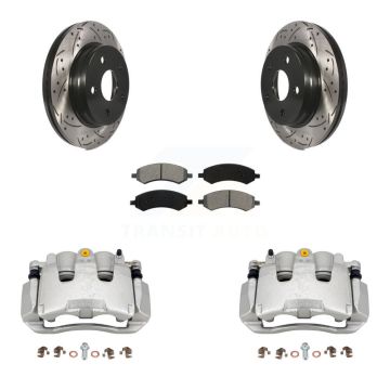 Front Brake Coat Caliper Drill Slot Rotor Semi-Metallic Pad Kit For Chrysler Aspen Dodge KCD-100200S