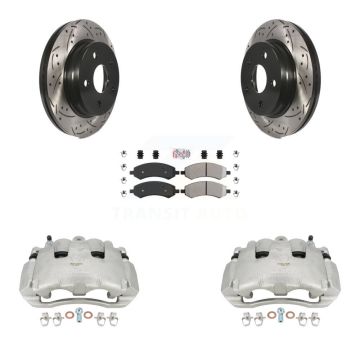 Front Brake Coated Caliper Drill Slotted Rotors Semi-Metallic Pad Kit For Dodge Ram 1500 KCD-100201N