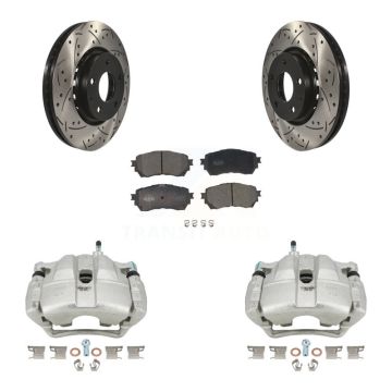Front Brake Caliper Drill Slotted Rotors Ceramic Pad Kit For Mazda 6 Naturally Aspirated KCD-100203T