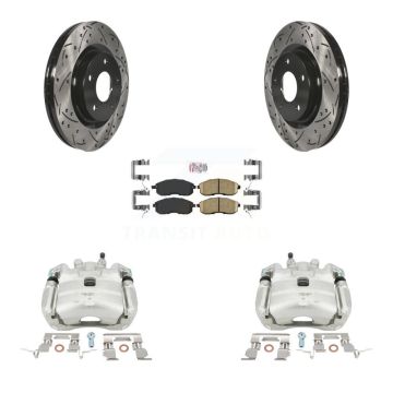 Front Disc Brake Coated Caliper Drilled Slotted Rotors & Ceramic Pad Kit For Nissan Juke KCD-100204N