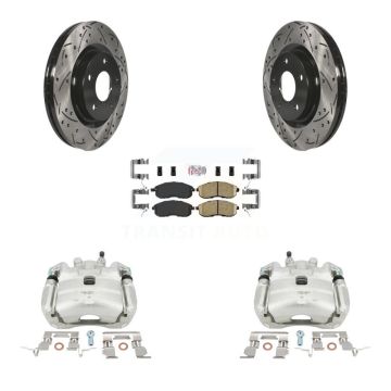 Front Disc Brake Coated Caliper Drilled Slotted Rotors & Ceramic Pad Kit For Nissan Juke KCD-100205N