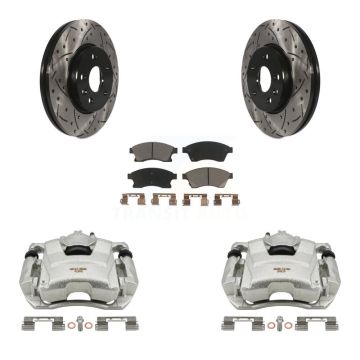 Front Brake Caliper Drilled Slot Rotor Ceramic Pad Kit For Chevrolet Cruze Sonic Limited KCD-100206C