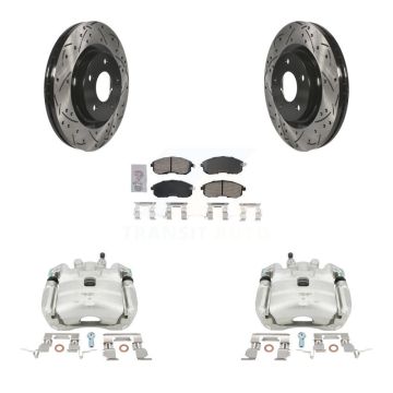 Front Brake Coat Caliper Drill Slot Rotor Ceramic Pad Kit For Nissan Sentra Turbocharged KCD-100207N