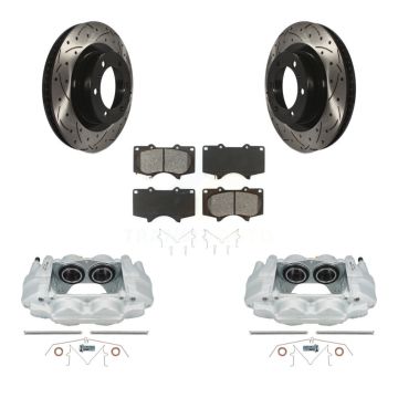 Front Brake Coat Caliper Drill Slot Rotor Semi-Metallic Pad Kit For Toyota 4Runner Lexus KCD-100207S