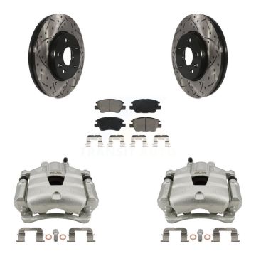 Front Brake Caliper Drilled Slot Rotor Semi-Metallic Pad Kit For Chevrolet Cruze Bolt EV KCD-100208S