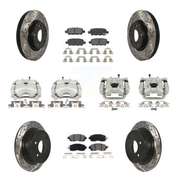 Front Rear Brake Caliper Drill Slot Rotor Semi-Metallic Pad Kit (10Pc) For Nissan Altima KCD-100209S