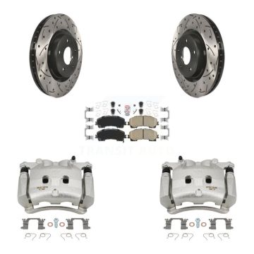 Front Brake Coated Caliper Drill Slotted Rotor Ceramic Pad Kit For INFINITI Q50 QX50 Q60 KCD-100210N