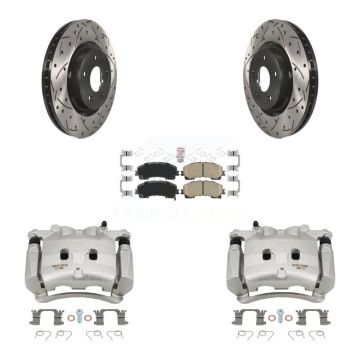 Front Brake Coated Caliper Drill Slotted Rotor Ceramic Pad Kit For INFINITI Q50 QX50 Q60 KCD-100211N