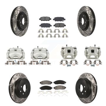 Front Rear Brake Caliper Drilled Slot Rotor Semi-Metallic Pad Kit (10Pc) For Nissan LEAF KCD-100211S