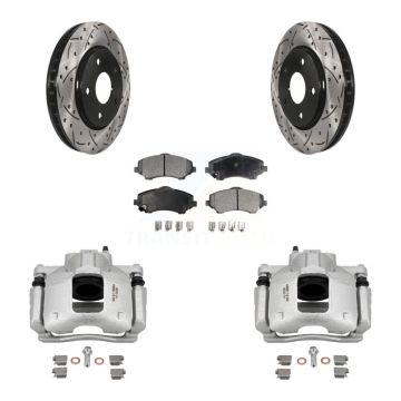Front Brake Caliper Drill Slot Rotors Ceramic Pad Kit For Dodge Grand Caravan Chrysler & KCD-100212T
