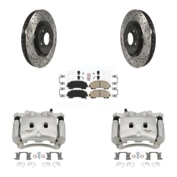 Front Disc Brake Coated Caliper Drilled Slotted Rotor & Ceramic Pad Kit For Nissan Rogue KCD-100213N