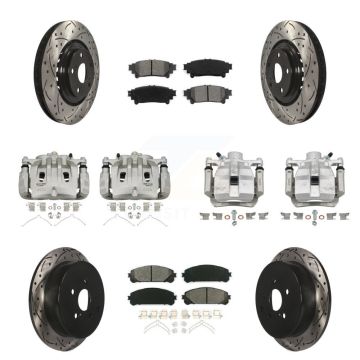 Front Rear Brake Caliper Drilled Slot Rotor Semi-Metallic Pad Kit (10Pc) For Lexus RX350 KCD-100213S